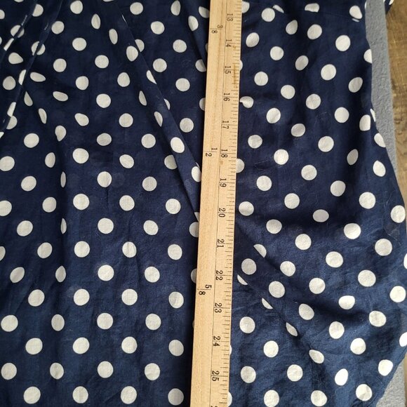LAUREN RALPH LAUREN Womens 1X Peasant Polka Dot Blouse Semi Sheer Navy White - Picture 6 of 9